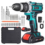 blayram 21V Power Cordless Drill Set with 2 Batteries 2000mAH, Handheld Screwdriver Drill Set with 25+3 Torque Setting, 27PCS Drill Bits 2 Speed, LED Light for Home and Garden DIY Project