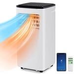 COSTWAY 5 in 1 Portable Air Conditioner with WiFi Smart APP, 9000 Mobile Heater, Cooler, Fan, Dehumidifier with Sleep Mode, 24H Timer, 2 Fan Speed & Remote Control