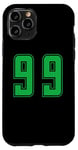 Coque pour iPhone 11 Pro Vert Numéro 99 Équipe Junior Sports Uniforme Numéroté