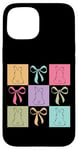 Coque pour iPhone 15 Silhouette de lapin Couleurs pastel Blocs de Pâques