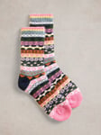 White Stuff Pop Fair Isle Socks, Pink/Multi