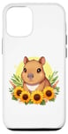 Coque pour iPhone 14 Pro tournesols capybara animal en peluche capybara mignon enfants filles