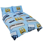 Manchester City FC Official Patch Football Crest Duvet Cover Bedding Set - Double Bed