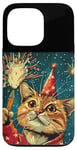 iPhone 13 Pro New Year Cheer with this Happy and Funny looking Cat Design Case