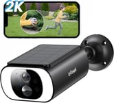 2K Camera Surveillance WiFi Exterieure sans Fil - Camera Exterieur Solaire WiFi sur Batteries, Panneau Solaire Integree, Vision Nocturne Couleur, PIR Détection, Audio Bidirectionnel IP66, S1