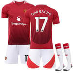 2024-2025 Manchester United Home Kids Football Shirt Kit No.17 Garnacho V Adult XS