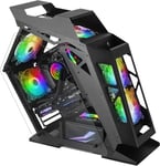 MC61 Noir, Boîtier PC Gaming Compact Micro-ATX, 4 Ventilateurs 12cm, ARGB Chroma, Double Vitrage Verre Trempé