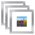 Americanflat Cadre Photo 20x20 cm en Argent - Cadre Photo 10x10 cm avec Passe-partout et 20x20 cm sans Passe-partout - Lot de 3