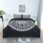 All-season Comforter Sets Bohemian Style, with 2 Pillow Cases Black