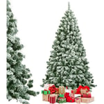 Sapin de Noël Enneigé/Arbre de Noël Artificiel 230CM avec 1346 Branches Aiguilles en pvc, Support Métallique Solide et Pliable pour Fête Familiale,