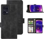 Pu Leder Flip Wallet Hülle Für Oppo Find X5 Pro 3 Kartenfächer Standfunktion Stoßfeste Schutzhülle Für Oppo Find X5 Pro 2022 , Schwarz