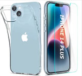 Coque Silicone Transparente + Vitre de Protection Ecran Pour Apple iPhone 14 Plu