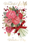 Wonderful Wife Bouquet Of Blush Valentines Day Large Greeting Card