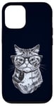 Coque pour iPhone 12/12 Pro Chat ringard tenant une souris d'ordinateur mignon chaton geek