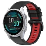 Garmin Fenix 8 AMOLED 43mm Tvåfärgat Klockarmband i silikon - Svart / Röd