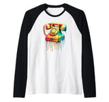 Dripping Paint Art Vintage Telephone Landline Dial Raglan Baseball Tee