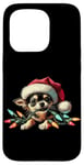 Coque pour iPhone 15 Pro Cordon lumineux de Noël à mâcher pour chihuahua