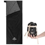 Naturehike Sac de Couchage d'été Ultra léger, Confort Doux, Sac de Couchage de Voyage, Sac de Couchage imperméable pour Le Camping, la randonnée - Noir, 205 × 85 cm