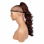 22" PONYTAIL Clip in Hairpiece CURLY Dark Auburn #33 REVERSIBLE Caw Clip