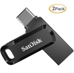 2pcs SanDisk Ultra 128 Go Clé USB à double connectique pour les appareils USB Type-C