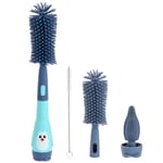 Vicloon Goupillon Biberon Silicone, 2 en 1 Nettoyage Biberon Brosse, Goupillon Biberon et Tétine pour Toutes Les Tailles de Biberons, Tête de Brosse Longue durée, sans BPA (Bleu)