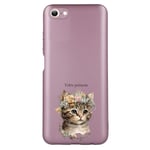 Coque rose pour Iphone 7 8 SE chat boho et fleur