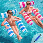 Floating Water Lounger for Swimming Pool, 4-in-1 Inflatable Hammock/Armchair/Lounge Chair/Cushion, 2 pieces