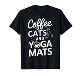 Funny Coffee Cats & Yoga Mats Mindful Spiritual Workout T-Shirt