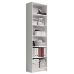 Stella Trading LILLY Etagère blanche - Bibliothèque moderne avec 6 compartiments ouverts - Etagère de bureau polyvalente avec beaucoup d'espace de rangement - 60 x 202 x 28 cm (L/H/P)