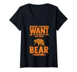 Womens Bear Hunting Funny Wildlife Animals Hunt V-Neck T-Shirt