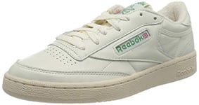 Reebok Men's Club C 85 Vintage Sneaker, Top Chalk Paperwhite Glen Green, 3.5 UK