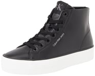 CK JEANS Women's Bold Vulc FLATF MID LTH in YW0YW01634 Sneakers, Black (Black/Bright White), 4 UK