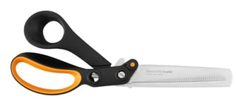 Fiskars Ciseaux de bricolage Ultra Performants, Pour droitiers, Avec technologie de démultiplication de force, Longueur : 24 cm, Longueur des lames : 12 cm, Lames en acier inoxydable/poignées en plastique, Noir/Orange, Amplify, 1020223