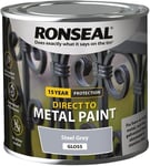 Ronseal Direct to Metal Paint 15 Year Protection Steel Grey Gloss 250ml