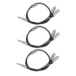 3Pcs Headset Splitter Cable 3.5mm Silver Headphone Splitters Mic Cables