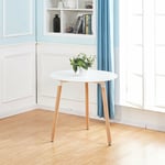 Table à Manger Ronde Scandinave en Bois de Hêtre Massif laqué - 80 x 70 cm - Blanche