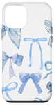 iPhone 12 mini Cute Blue Bows Trendy Bows Pattern Aesthetic Blue Ribbon Case