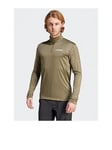 adidas Terrex Men's Mountain Half Zip Long Sleeve Top - Green, Green, Size M, Men