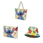 Disney Lilo et Stitch Sun - Sac de Plage + Trousse de Toilette + Bonnet Bucket