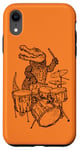 Coque pour iPhone XR Crocodile jouant de la batterie en forme de crocodile, percussion, reptile