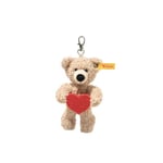 Steiff Pendentif Ours en Peluche Fynn 12 cm Beige Love - Porte-clés Douillet en Peluche avec cœur en Feutre Rouge - Porte-Bonheur - Idée Lavable en Machine