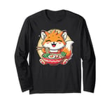 Cute Fox Eating Ramen Bowl Foxes Japanese Food Noodles Long Sleeve T-Shirt