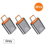 10a Usb3.0 Otg Adaptateur Type-C Adaptateur Connecteur Convertisseur Pour Macbook Pro Air Samsung Xiaomi Ordinateur Portable Usb-C Adaptateur Tipo C - Type Grey U-C 3pcs