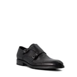 Dune London Mens Double-Strap Monk Shoes Sullivann - Black Leather - Size UK 8