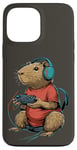 Coque pour iPhone 13 Pro Max Capybara Gamer Casque de jeu vidéo pour adolescents et joueurs de jeux