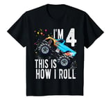 Youth 4 Year Old Shirt 4th Birthday Boy Monster Truck Car T-Shirt