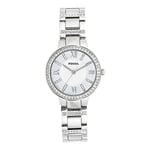 Fossil Montre pour Femmes Virginia, Mouvement à Quartz, Boîtier en Acier Inoxydable Argenté de 30 mm avec Bracelet en Acier Inoxydable, Es3282