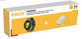 Pack Montre connectée Samsung Galaxy Watch7 44 mm Bluetooth Vert + Batterie 25 W