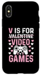 Coque pour iPhone X/XS V est pour les jeux vidéo, la Saint-Valentin, Funny Gamer, pour hommes et garçons