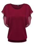 Zeagoo Tunique Femme Courte Manches Chauve-Souris Col Rond Blouse Vin Rouge XL